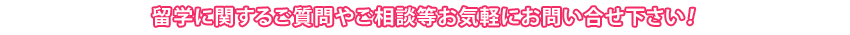 留学に関するご質問やご相談等お気軽にお問い合せ下さい！
